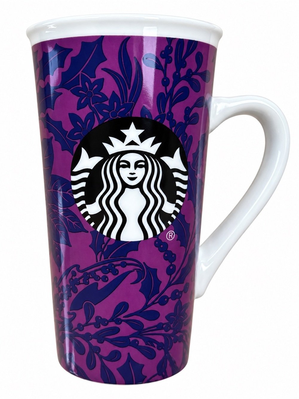Starbucks 2017 Purple Floral Holly Holiday Tall Latte Coffee Mug 18 oz
